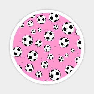 Football / Soccer Ball Seamless Pattern - Pink Background Magnet